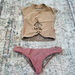 Acacia Swimwear Brown and Pink Bikini Set